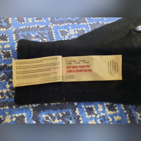 Deesse Black & Pink Lace Overlay Bra 40G - Picture 10 of 10